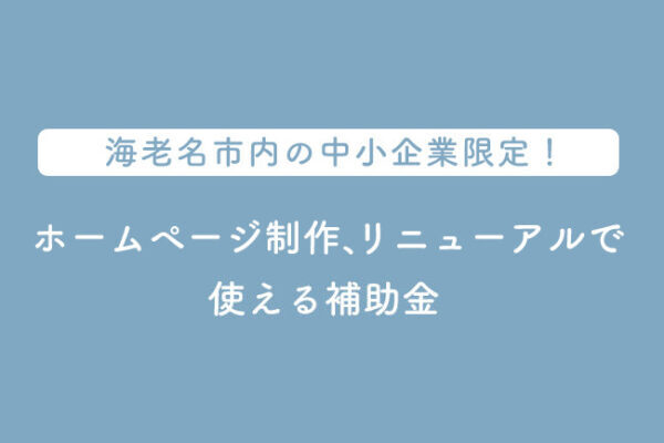 ホームページ制作、リニューアルで使える補助金@海老名市