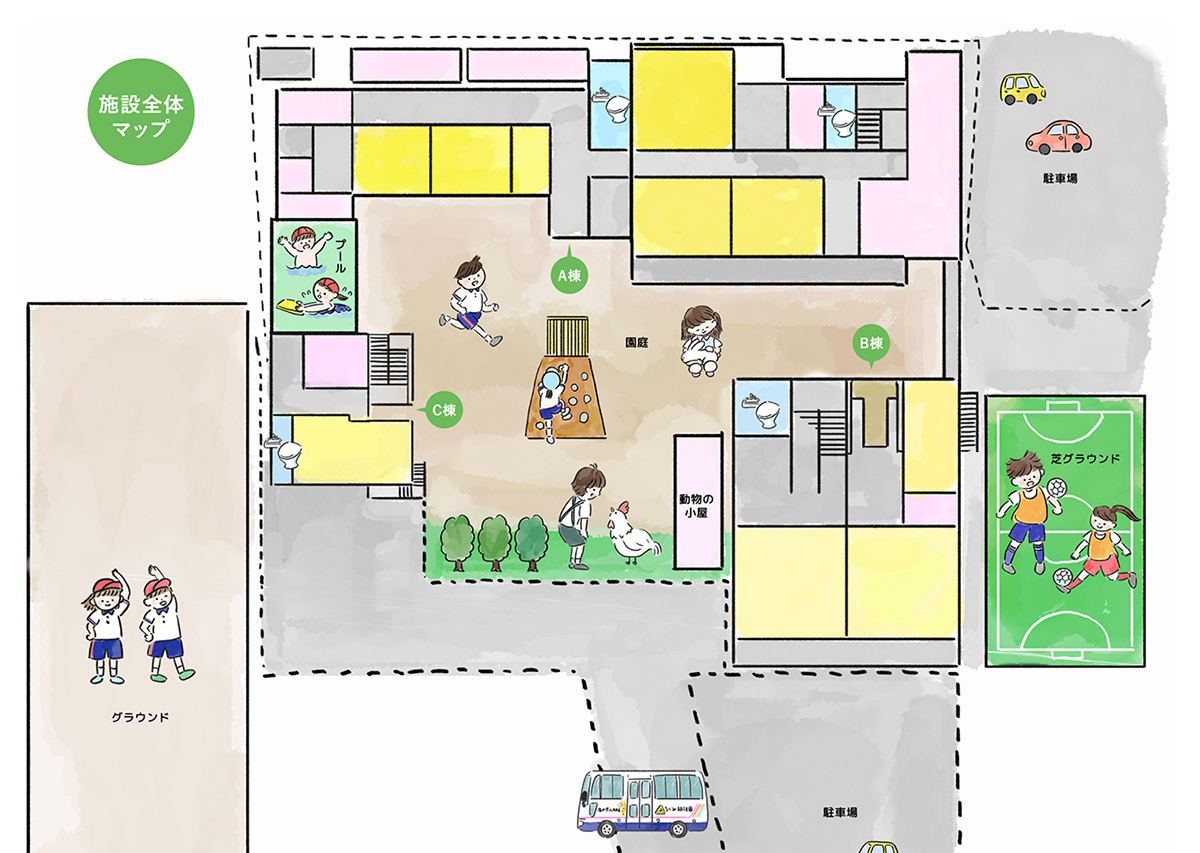 幼稚園の地図イラスト作成