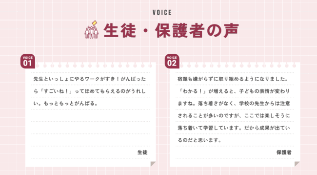 アキコ式個別指導塾　生徒・保護者の声