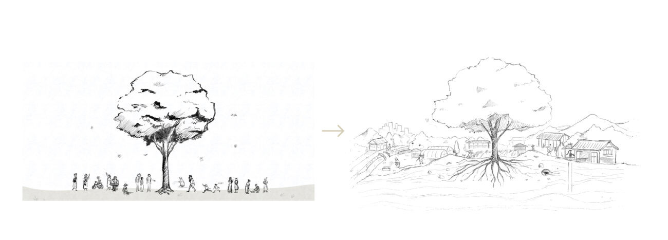 欅イラストの初期案と完成形